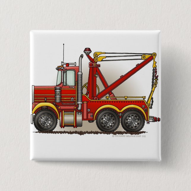 Rote Schleppseil-LKWwrecker-Buttone Button (Vorderseite)