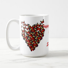 Rote Schmetterlinge & Liebe Herzblüten Valentine Tasse