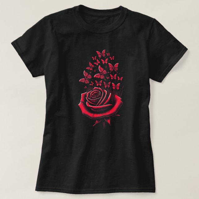 Rote Schmetterlinge T-Shirt (Design vorne)