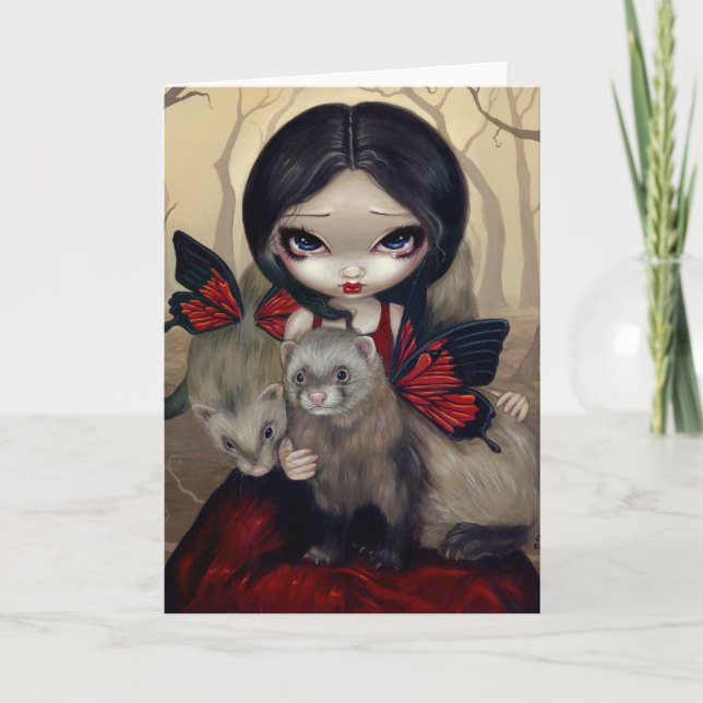 "Rote Schmetterlings-Frettchen-" Gruß-Karte Karte (Vorderseite)