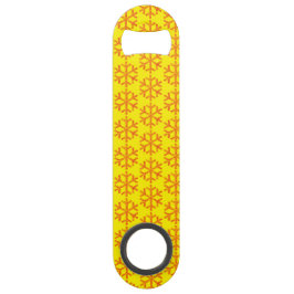 Rote Schneeflocke mit gelbem, individuellem Flasch Speed Flaschenöffner