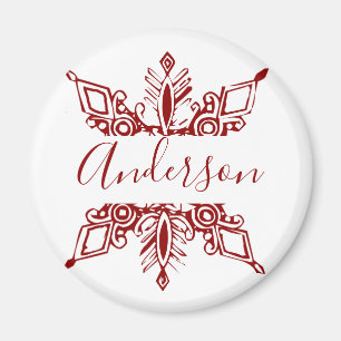 Rote Schneeflocke personalisiert Magnet