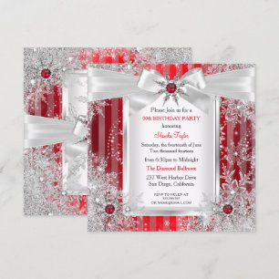 Rote Schneeflocke Silber Bogen Winter Wonderland P Einladung
