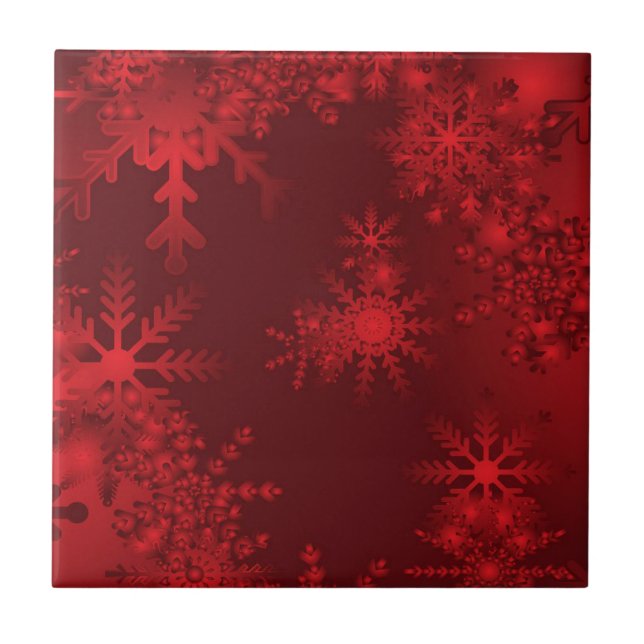 Rote Schneeflocken Fliese (Vorderseite)