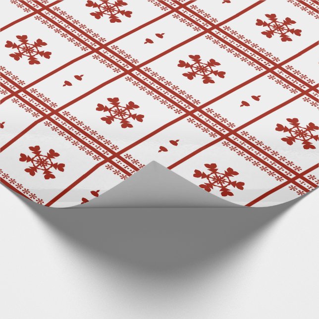 Rote Schneeflocken Geschenkpapier (Ecke)