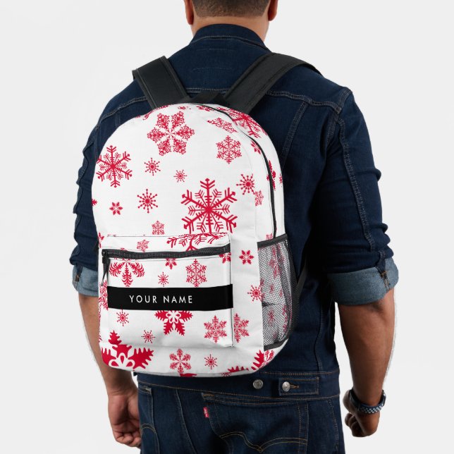 Rote Schneeflocken, Ihr Name, Personalisieren Bedruckter Rucksack (Insitu (Modell))