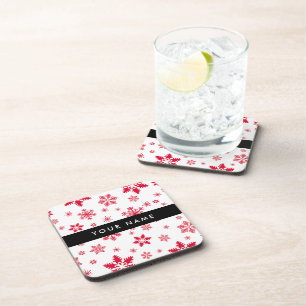 Rote Schneeflocken, Ihr Name, Personalisieren Getränkeuntersetzer