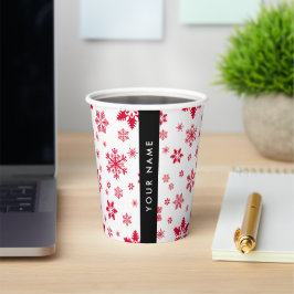 Rote Schneeflocken, Ihr Name, Personalisieren Pappbecher