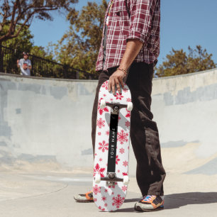 Rote Schneeflocken, Ihr Name, Personalisieren Skateboard
