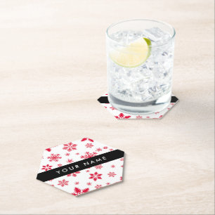 Rote Schneeflocken, Ihr Name, Personalisieren Untersetzer