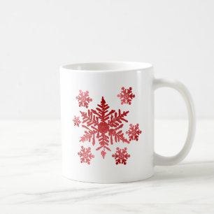 Rote Schneeflocken Kaffeetasse