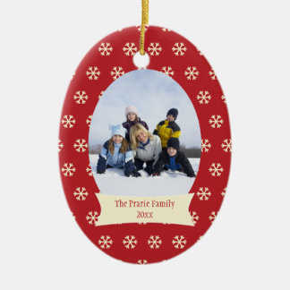 Rote Schneeflocken Keramik Ornament