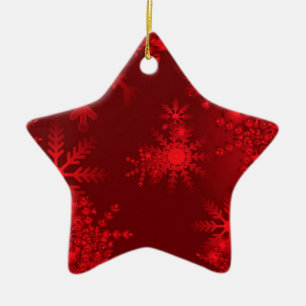 Rote Schneeflocken Keramikornament