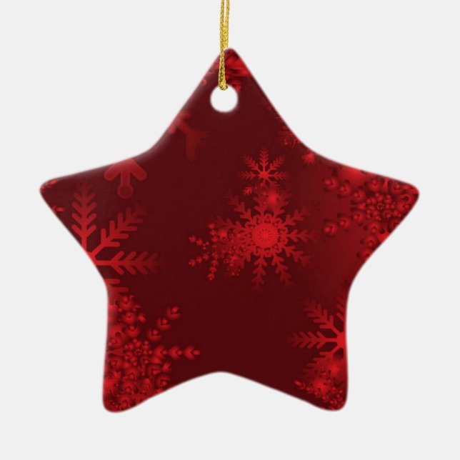 Rote Schneeflocken Keramikornament (Vorne)
