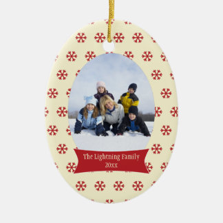 Rote Schneeflocken Keramikornament