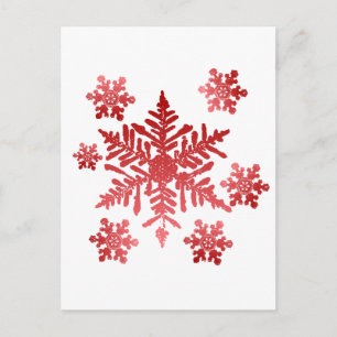 Rote Schneeflocken Postkarte
