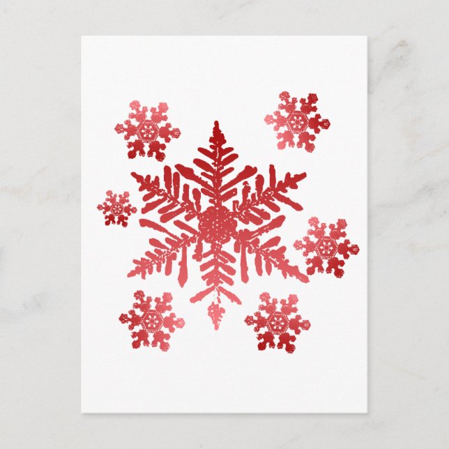 Rote Schneeflocken Postkarte (Vorderseite)
