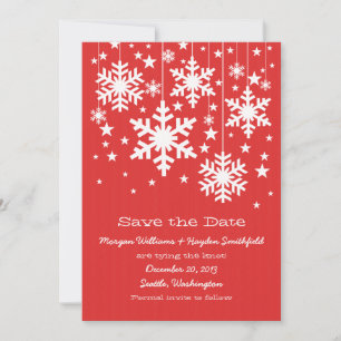 Rote Schneeflocken und Sterne Save the Date laden