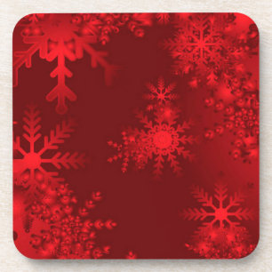 Rote Schneeflocken Untersetzer