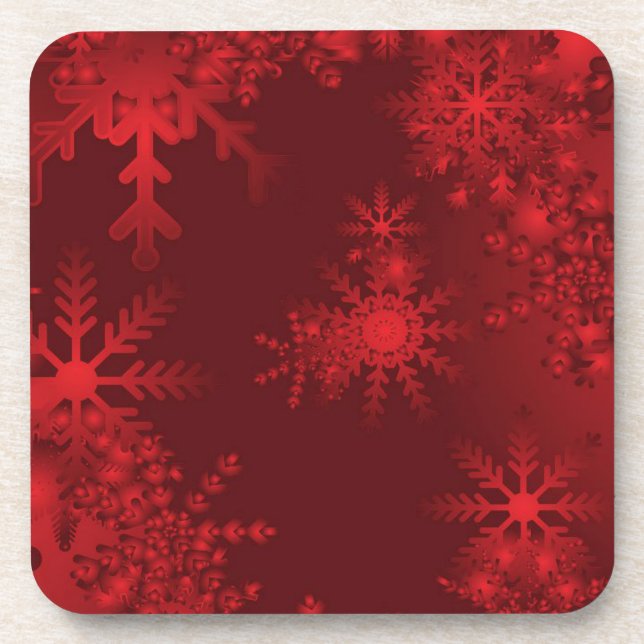 Rote Schneeflocken Untersetzer (Vorderseite)