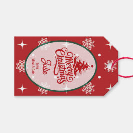 Rote Schneeflocken Weihnachten Geschenkanhänger