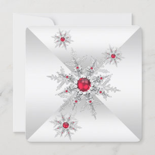 Rote Schneeflocken Winter Wonderland Geburtstagsfe Einladung