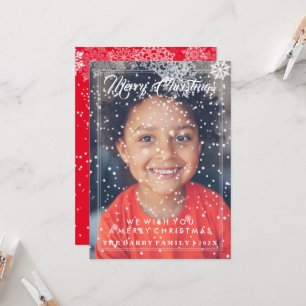 Rote Schneeglöckchen Frohe Weihnachten Fotokarte