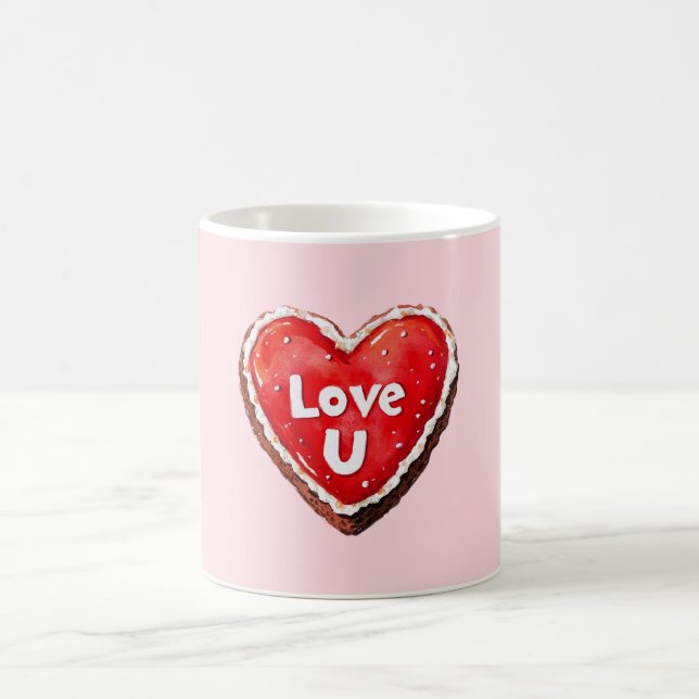Rote Schokoladen-Herz-Liebe-Dich-Torte Kaffeetasse (Mittel)