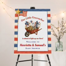 Rote Schubkarre Feuerwerk Aquarell Baby Shower