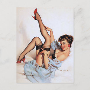 Rote Schuh-Pin-Up Postkarte