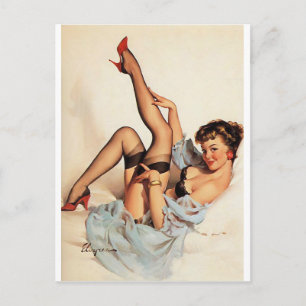 Rote Schuh-Pin-Up Postkarte
