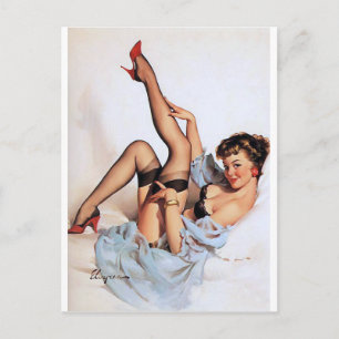 Rote Schuh Pin Up Postkarte