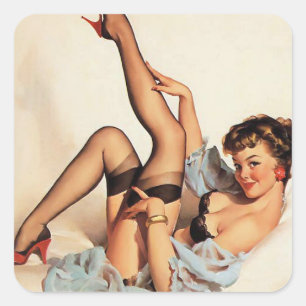 Rote Schuh Pin Up Quadratischer Aufkleber