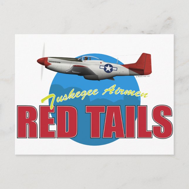 Rote Schwänze Tuskegee Airmen mit P-51 Postkarte (Vorderseite)