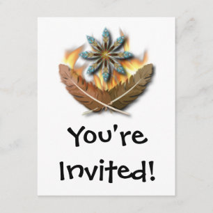 Rote Schwanzfedern und Flammen, digital Einladung