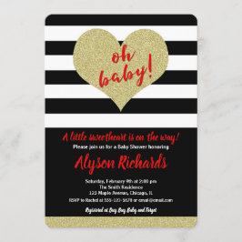 Rote Schwarz-weiße Valentinstag Babydusche Einladung