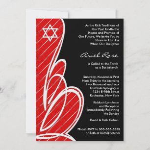 Rote Schwarze Bat Mitzwa Einladung