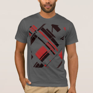 Rote schwarze diagonale Formen Linien MCM-Look Abs T-Shirt