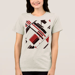 Rote schwarze Diagonalformen Linien MCM Abstrakt a Tri-Blend Shirt