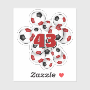 rote schwarze Fußball-Sticker mit Trikotnummer Aufkleber