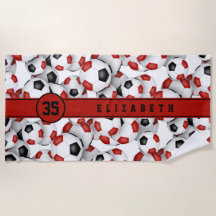 Rote schwarze Fußballbälle Muster Teamgeist