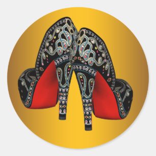 Rote schwarze goldene High Heel Schuh Aufkleber