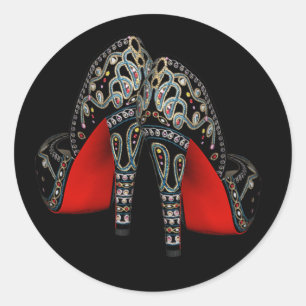 Rote schwarze goldene High Heel Schuh Aufkleber