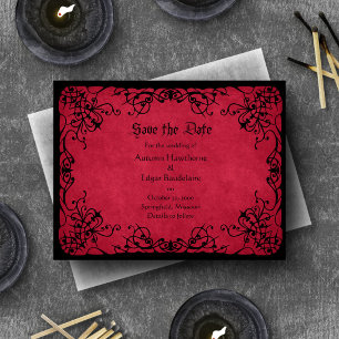 Rote Schwarze Gotische Hochzeit Save The Date
