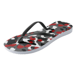 Rote, Schwarze, Graue und weiße Camouflage Abstrak Flip Flops