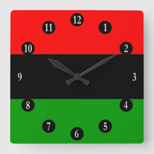 Rote, schwarze, grüne afrikanische Flagge Pans, Quadratische Wanduhr