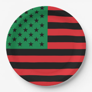 Rote Schwarze Grüne Afroamerikanische Flagge Pappteller