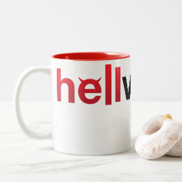 Rote & schwarze Helvetica-Wortmarke Zweifarbige Tasse