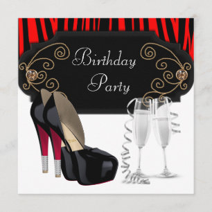 Rote schwarze High Heel Schuhe Geburtstagsfeier Einladung