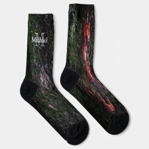 Rote schwarze Holzbäume, mossy Holzbellen cool Mon Socken
